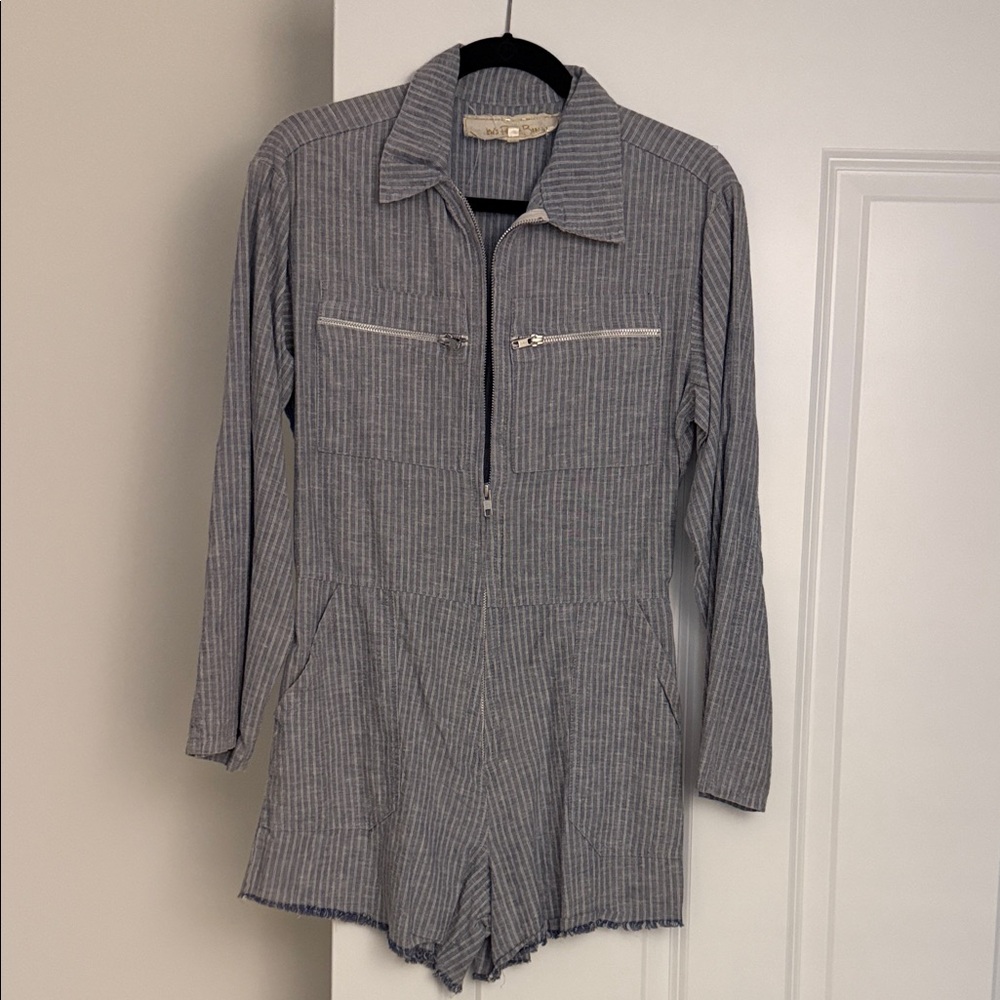 Striped Long Sleeve Romper